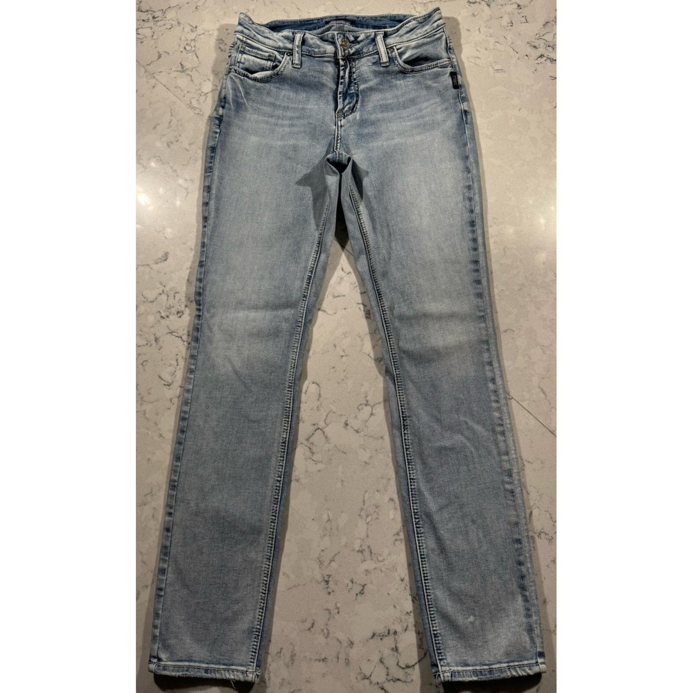 Silver Jeans Co Elyse Straight Jeans Womens 27 Blue Light Wash L03403EGX291
